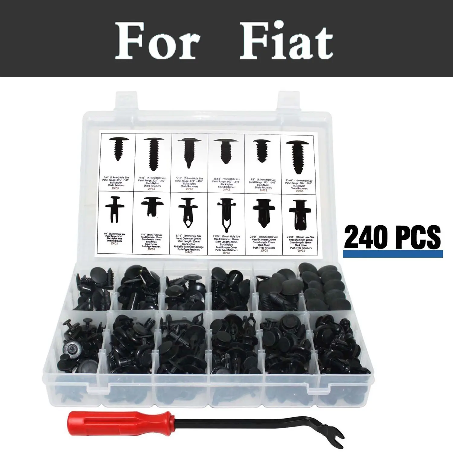New 240pcs Car Car Retainers Trim Body Assortment 12 Set Fastener