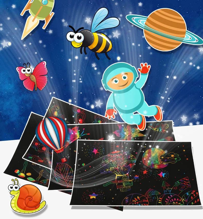 Papel com Graffiti Folhas Faça Você Mesmo Scratch Card Crianças Conjuntos Criativos 32k 16k a4 Arco-íris Riscando Arte Pintura Estêncil Desenho Brinquedo 50 7 criativos 32k 16k a4 arco-íris riscando arte