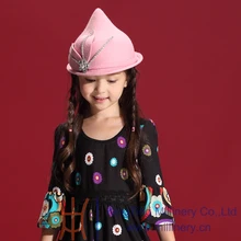 Winter Girl Hats Exquisite Beaded Warm 100 Wool Hats Hair Accessories Lovely Children s Felt Caps