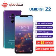 UMIDIGI Z2 Android 8.1 Cell Phones 6.2″ Full Screen Helio P23 Quad Core 6GB RAM 64GB ROM 4 Cameras Type-C Face ID 4G Smartphone