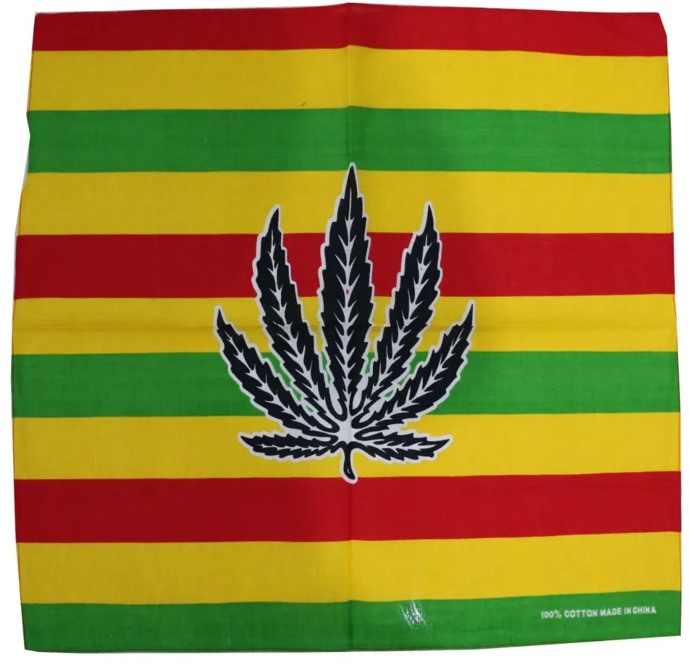 FOXMOTHER Hip Hop Punk Cotton Reggae Jamaica Green Weed Leaf Bandana Headwear For Mens