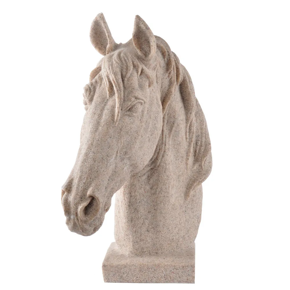 Hot sale sandstone resin horse head statues for home office garden