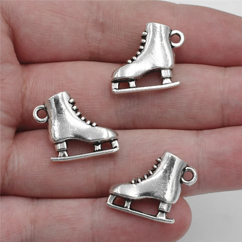2pcs 20*17*7mm Antique Sports Ice Skates 3D Figure Skating Shoes Charms