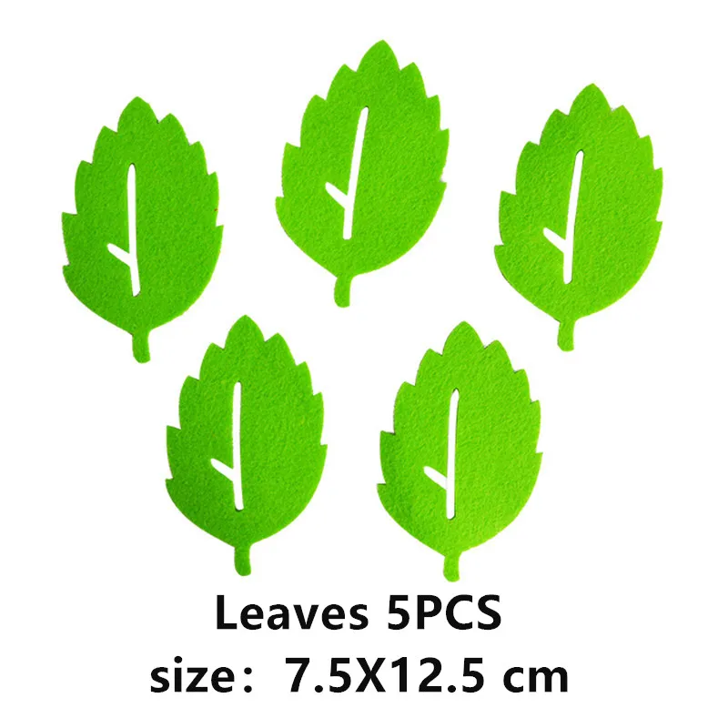 leaves 5PCS Фетровая коробка для игрушек ручной работы, украшение цветов, наклейка, детские наборы инструментов для рукоделия, декорирование школьных комнат, настенные мероприятия, вечерние, тканевые, праздничные, домашние, настенные - Цвет: leaves 5PCS