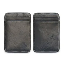 Кожаный бумажник черного цвета для мужчин тонкий держатель для кредитных карт мини кошелек ID Чехол кошелек сумка Высокое качество Топ бренд#48