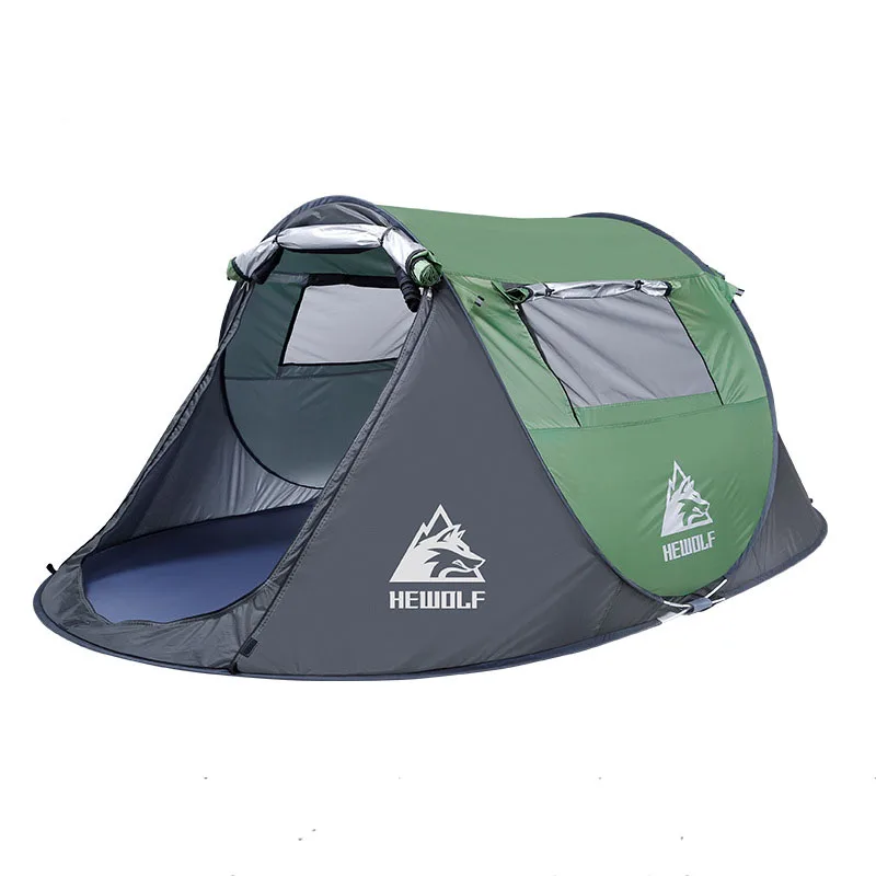 Hewolf открытый 3-4 человек полностью автоматический водонепроницаемый дикая скорость Открытый Палатка Кемпинг Защита от солнца кемпинг палатка - Цвет: Армейский зеленый