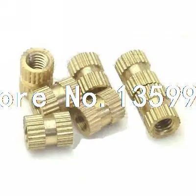 Qty20 Латунь Knurl Гайки M5 * 10 мм (L)-7 мм (диаметр) с метрической резьбой