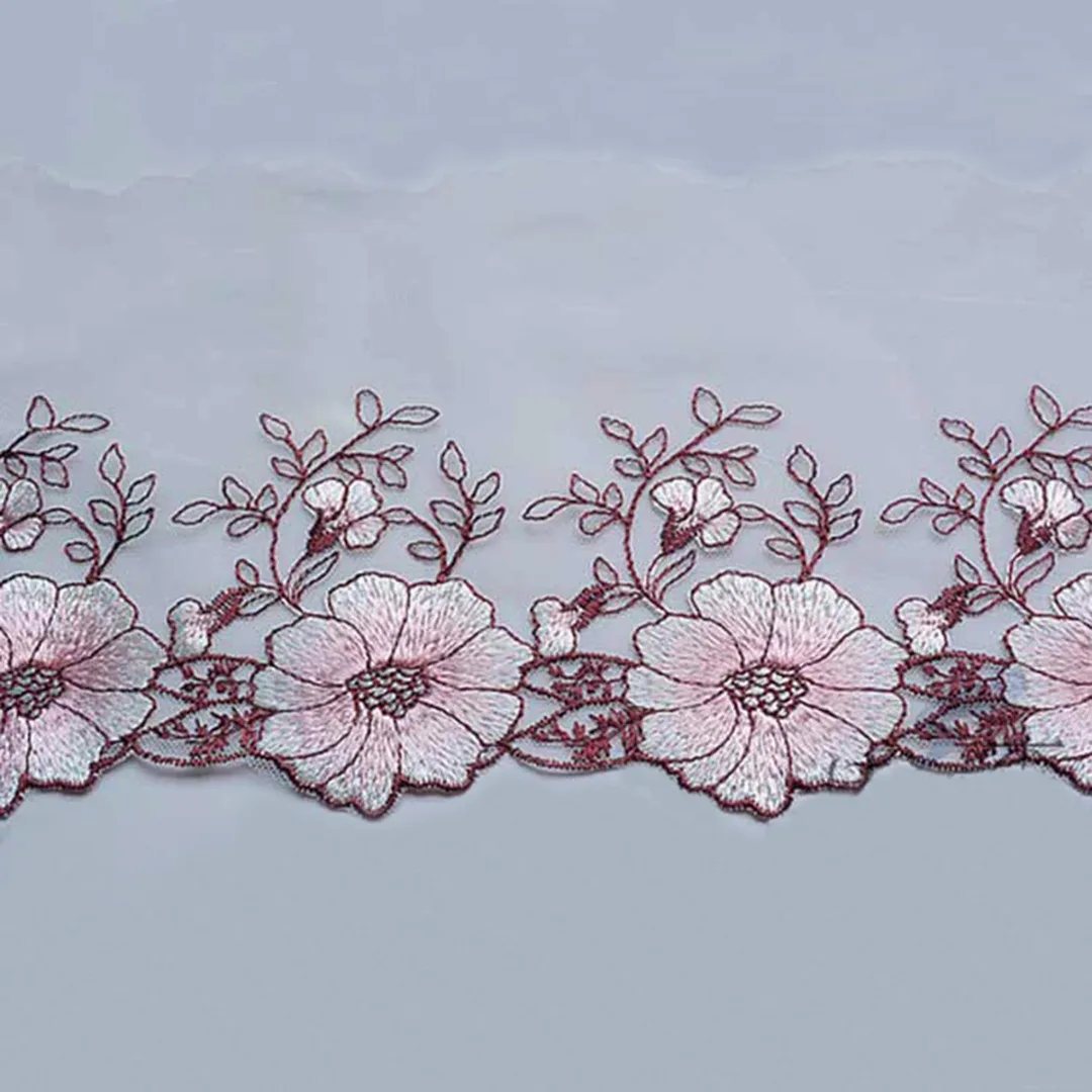 JX-LCLYL New Floral Tulle Lace Trim Ribbon Wedding Fabric Flower Embroidery Sewing DIY