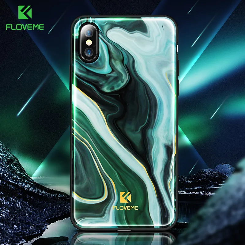 FLOVEME Роскошный чехол для iPhone X 8 7 Мягкий край Агат узор Чехлы Plus Крышка силиконовые