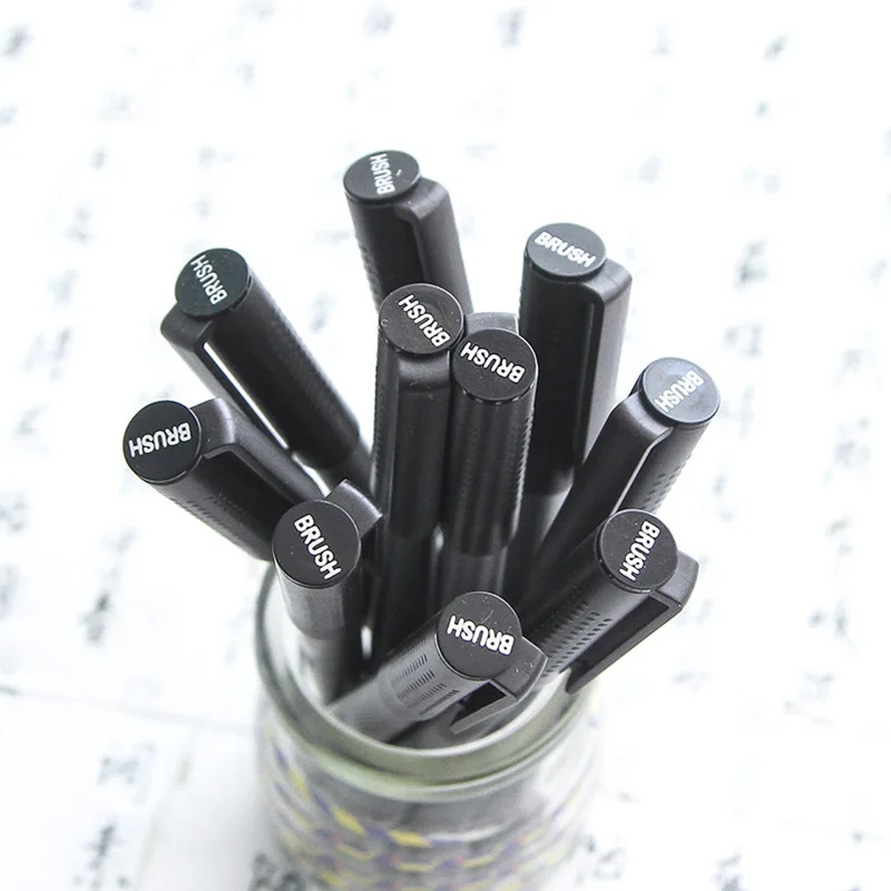 2 шт кисти ручки художественные маркеры, тонкий кончик кисти черный цвет ручки для взрослых Цвет ing книги Bullet Journal заметка с рисунком