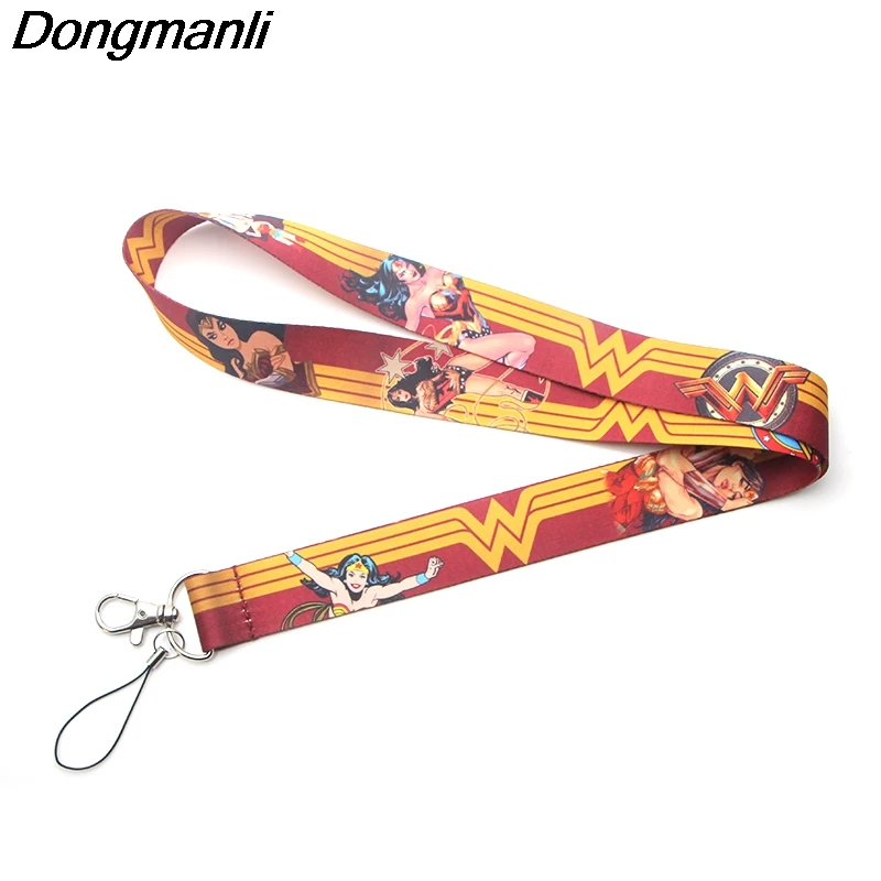 P3378 Dongmanli Wonder Woman брелок для ключей, держатель для Id значка, держатель для ID карты, для спортзала, для мобильного телефона, USB, держатель для значка, ключевой ремень