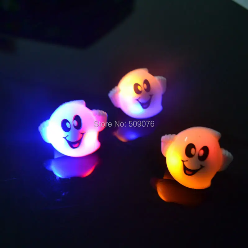 

Free shipping 6pcs/lot LED flashing ghost ring flash finger ring LED finger light ring for Halloween Party favor