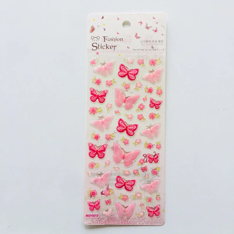 1 Sheet Crystal Epoxy Butterfly Flower Heart Decorative Stickers Dairy Album Decor Phone Bottle DIY Stick Label