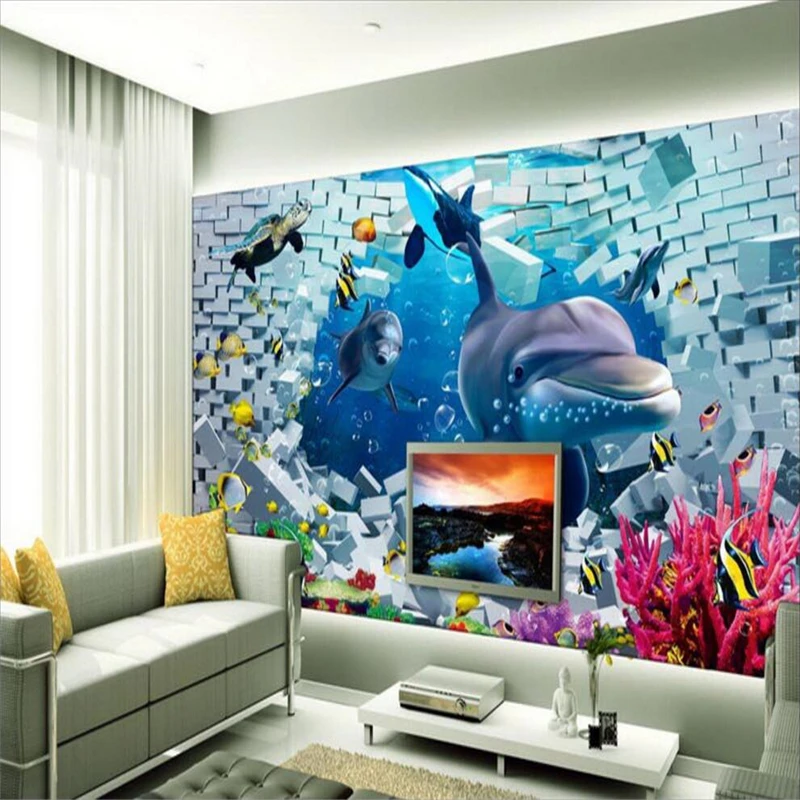 beibehang underwater world Dolphin custom photo wall mural 3d wallpaper natural beauty landscape large for walls | Обустройство дома