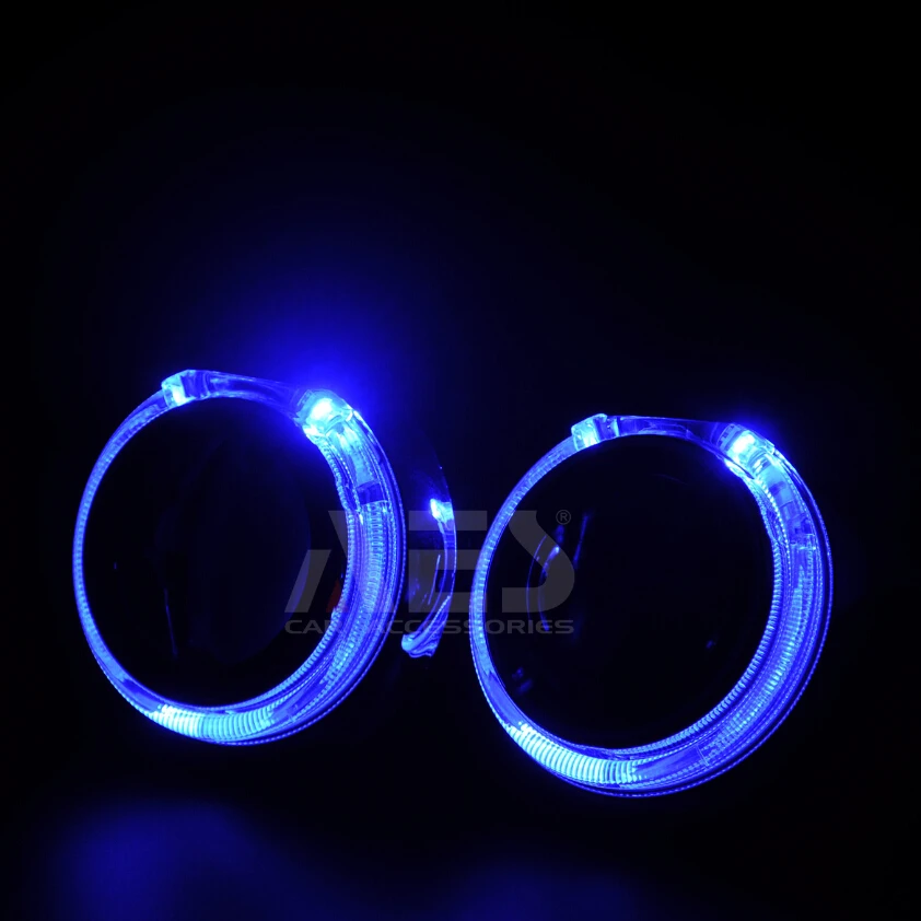 

Hot Selling AES LED Integrated Angel Eyes Shroud +Blue/White 2 LED Angel Eyes For 3 Inch Projector Lens WST Q5 He-la King Kong