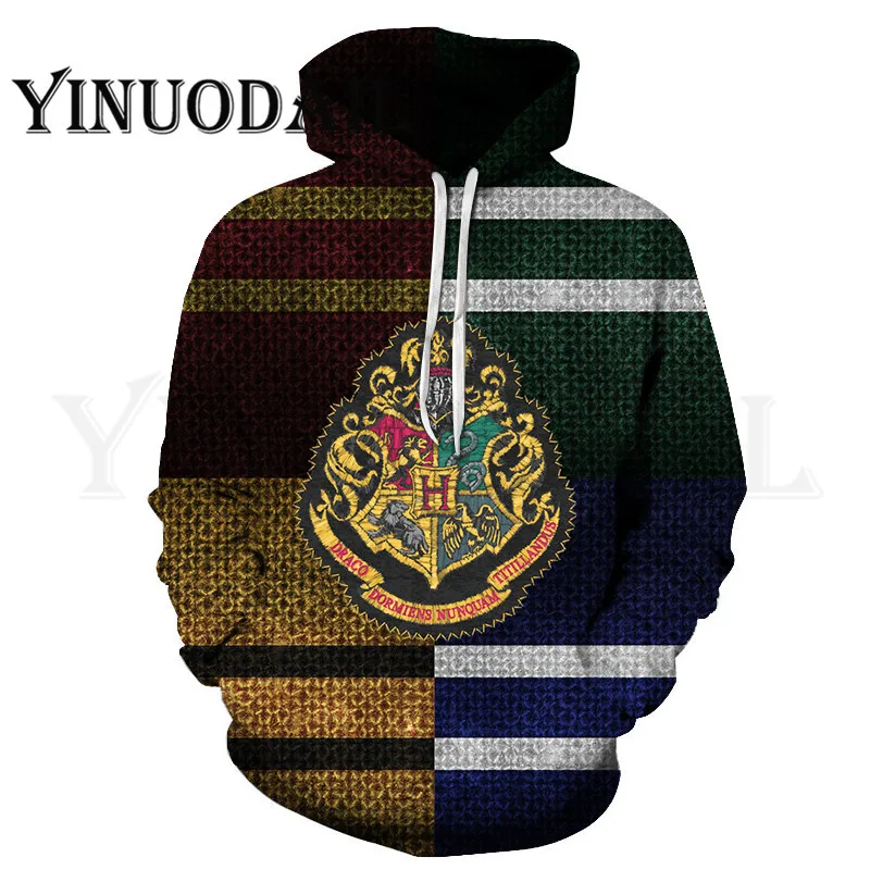 

Wizardry 3D Printed Hoodie with Pocket Ravenclaw Gryffindor for Sweatshirt Hip Hop Hoodies Men Harri Potter Harajuku Top