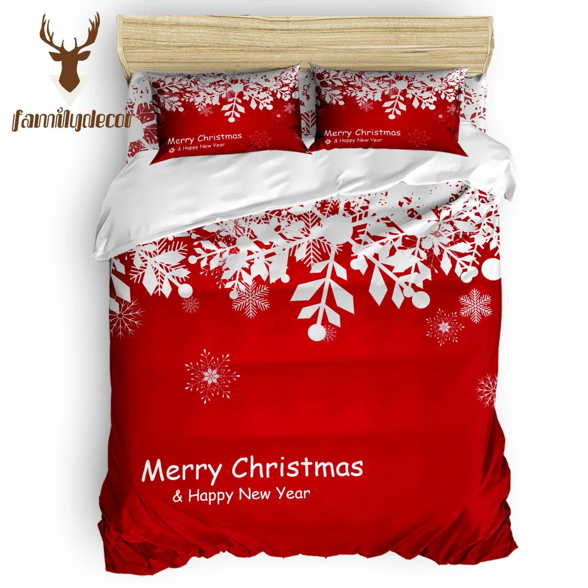 

Family Decor Merry Christams Happy New Year 4 Pcs Comforter Cover Set Quilt Cover Bedding Machine Washable Duvet Cover Sets