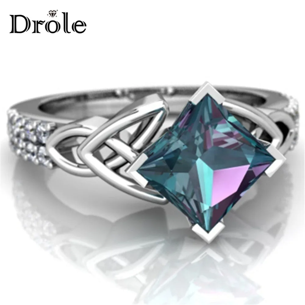 

Big Colorful CZ Stone Crystal Silver Rings for Women Engagement Wedding Party Fashion Jewelry