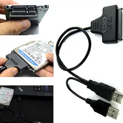 Жесткий диск SATA 7 + 15 Pin 22 к USB 2,0 кабель-адаптер для ноутбука 2,5 HDD