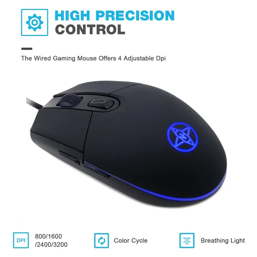 NVAHVA N1 эргономичная оптическая игровая мышь с RGB подсветкой 3200 точек/дюйм