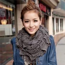 Зимний мягкий теплый бахрома женский шарф с кисточками однотонное кольцо на шею обертывание круглая шаль вязаные шарфы аксессуары петля шаль-снуд