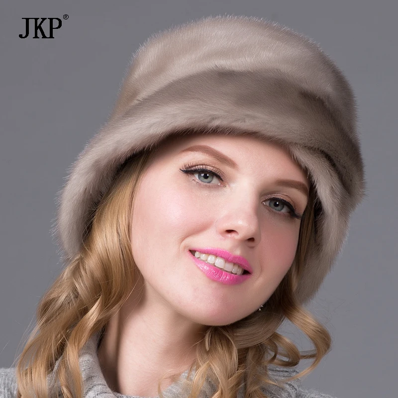 Женская шапка из натурального меха норки теплая зимняя коричневого меха|fashion hat|hat