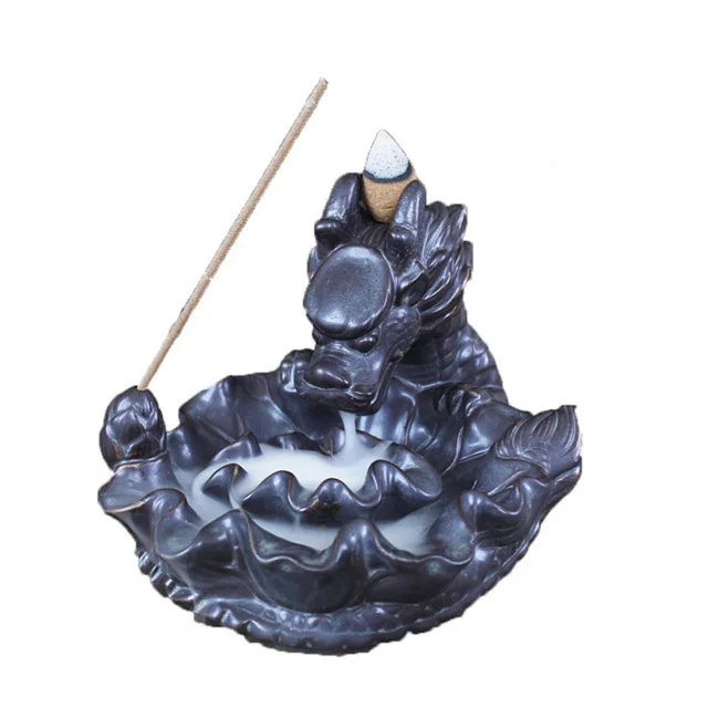 Лучший керамический обратный поток благовоний горелка творческий домашний декор курильница дропшиппинг 19 видов Дракон держатель чай Pet - Цвет: F