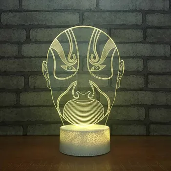 

Led 7 Colors Changing Nightlight Kids Touch Usb 3D Visual Chinese Drama Mask Table Lamp Home Decor Atmosphere Lighting Art Gifts