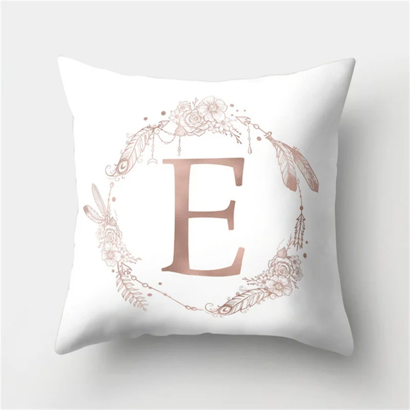1 шт. розовое золото декоративная подушка с английским алфавитом, чехол для подушки с буквами полиэфирная Подушка Чехол Диван Kussenhoes домашний декор 40803 - Цвет: E
