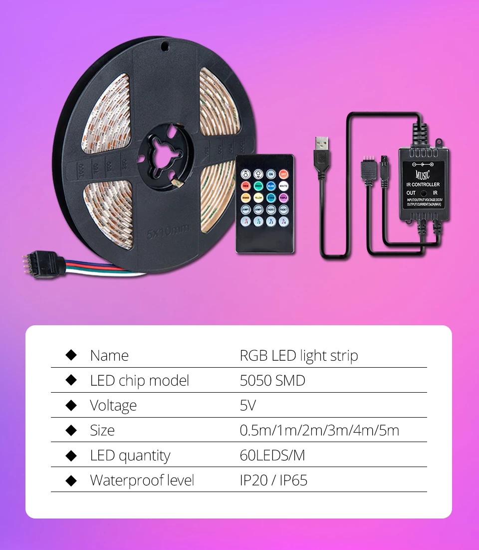 RGB светодиодный светильник 5050 неоновый 5 в USB светодиодный диодный ленточный светильник Ambi с подсветкой ТВ звуковой музыкальный контроллер фоновый светильник ing Set