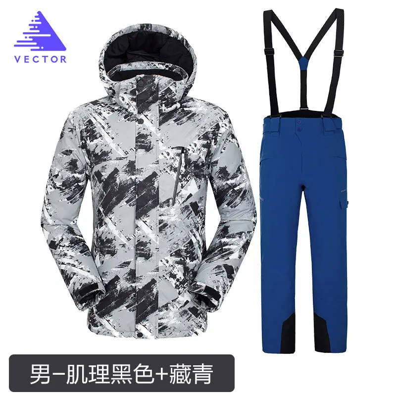 Winter Ski Suit Men Snow Skiing Male Clothes Set Outdoor Thermal Waterproof Windproof Snowboard Jackets and Pants New - Цвет: Men 02