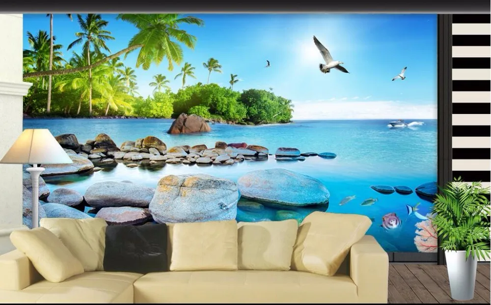 Custom Mural Photo 3d Wallpaper Sea View Island Tv Sofa Background Wall Painting 3d Wall Murals Wallpaper For Walls 3 D Mural Wallpaper For Walls Photo 3d Wallpaper3d Wall Murals Wallpaper Aliexpress