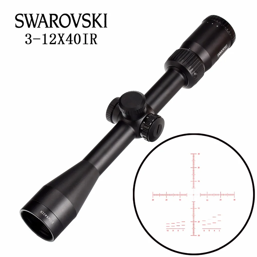 Китай SWAROVSKl 3-12X40 IR Riflescope F191 с красной подсветкой Стекло гравированное сетка башенки сброс полный размер охотничьи прицелы