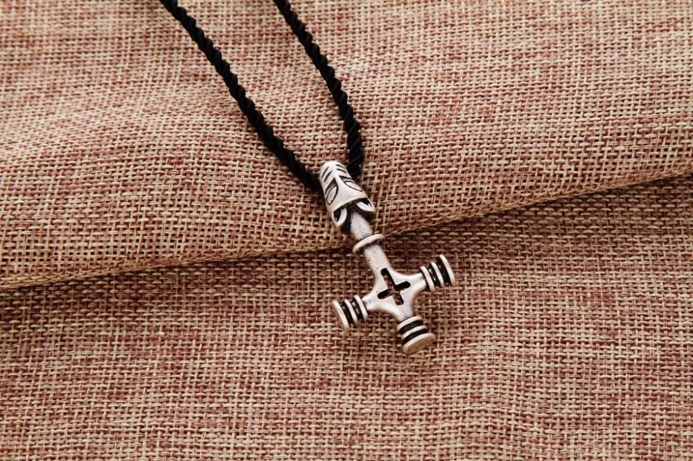 1pcs fashion men thor's hammer olaf wolf cross mjolnir pendant viking jewelry norse necklace amulet SanLan