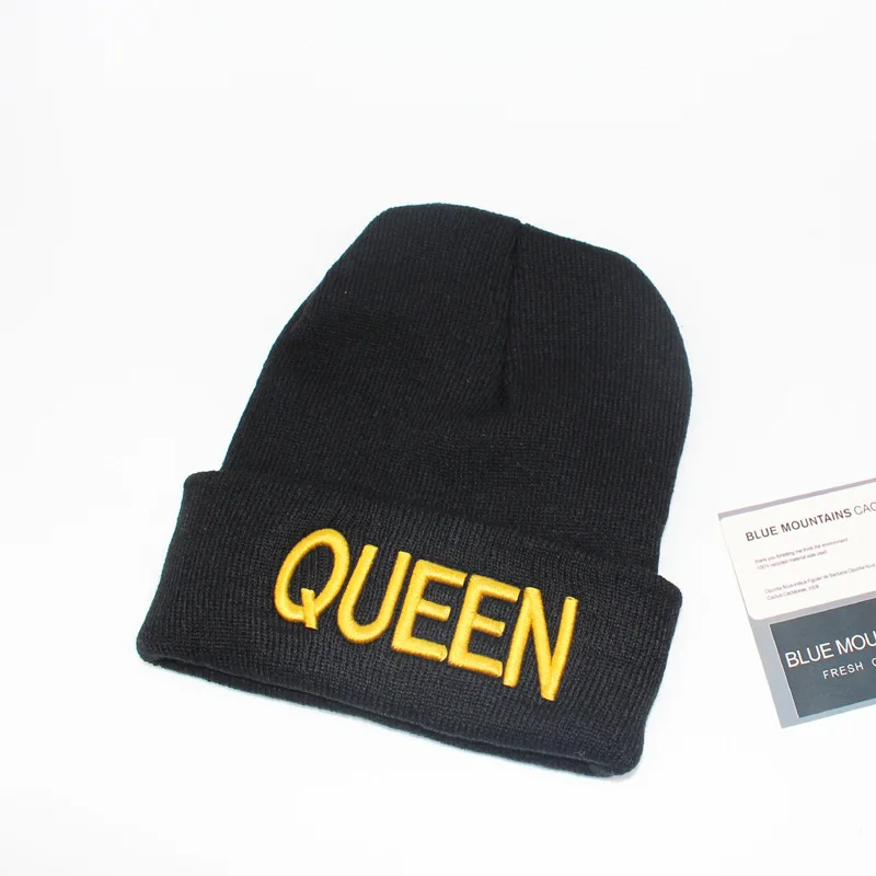 Новое поступление бренд вышивка KING QUEEN Beanie Теплые зимние шапки шапка для женщин и мужчин шапка трикотажная шапка хип хоп пара шапка подарки