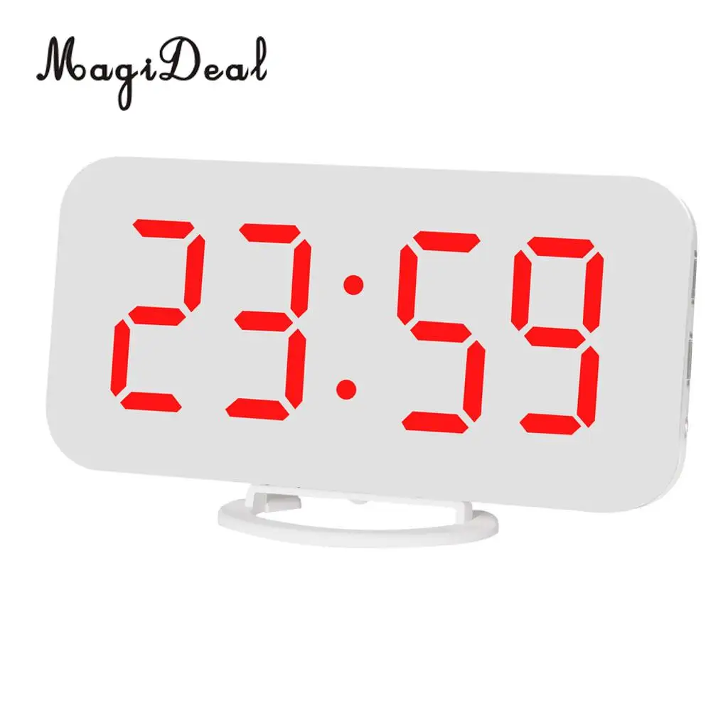 Phone Charging USB Alarm Clock Digital Clock with Large Easy-Read LED Display Diming Mode Snooze Function Mirror Surface