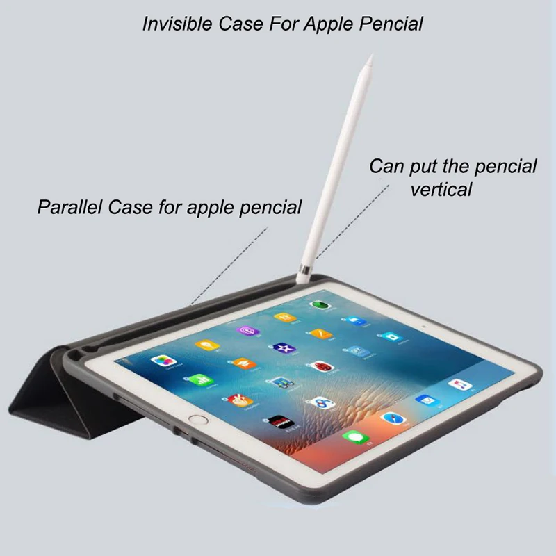 Чехол книжка для Apple Pencil кожаный чехол iPad 9 7 2017 2018 A1822 Air 2 Pro смарт с функцией