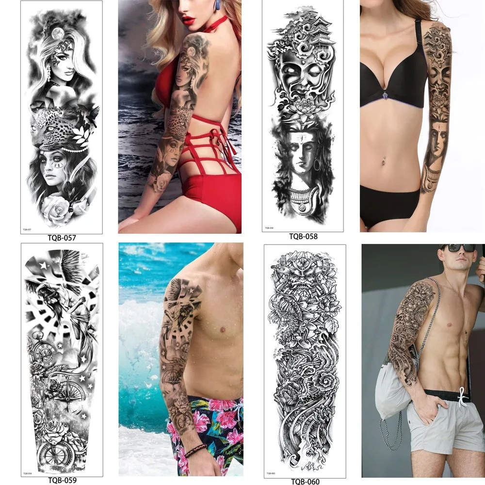 Glaryyears, 1 шт., временная татуировка для большой руки, наклейка, красочные поддельные татуировки, рукава, флеш-тату, водостойкая, большое боди-арт, для мужчин и женщин, TQB