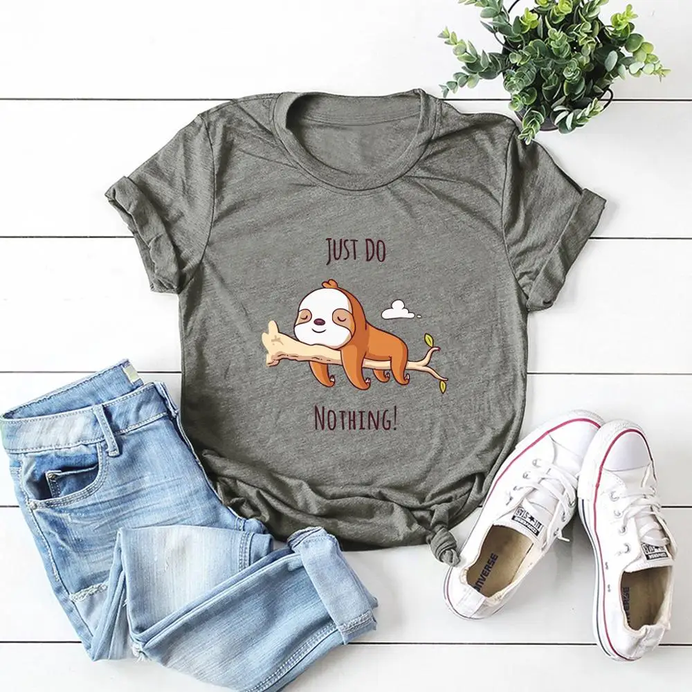 

SINGRAIN Women's cartoon print T-shirt o-neck short sleeves casual cute animal pattern large size s-5XL Harajuku cotton T-shirt