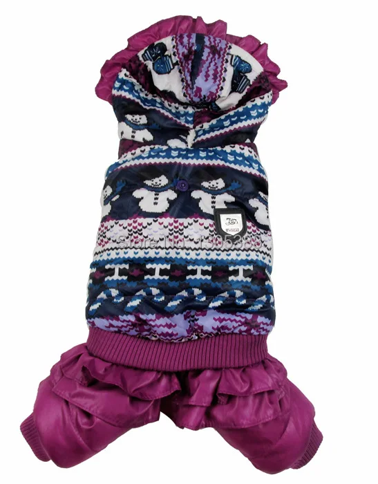 

Purple Snowman bubble padded luxury fur Style Pet dogs Winter Coat Free Shiping By CPAM Dogs Clothing