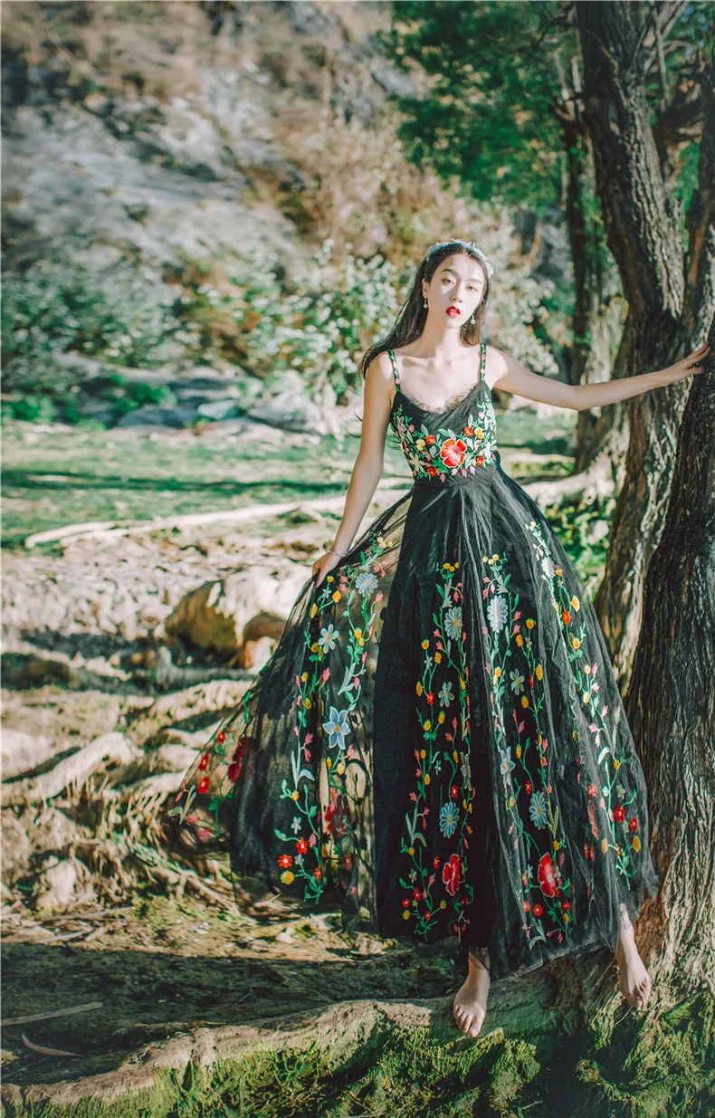 

2018 High Quality Explosions embroidery Leisure vintage matching Dresses Women Spring Summer Casual Dress