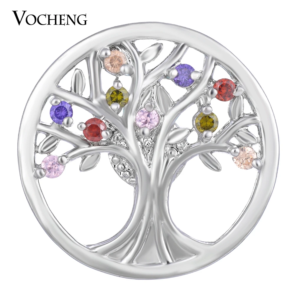 

10PCS/Lot Vocheng CZ Stone Snap Charms Family Tree 4 Colors 18mm Copper Button Jewelry Vn-1409*10