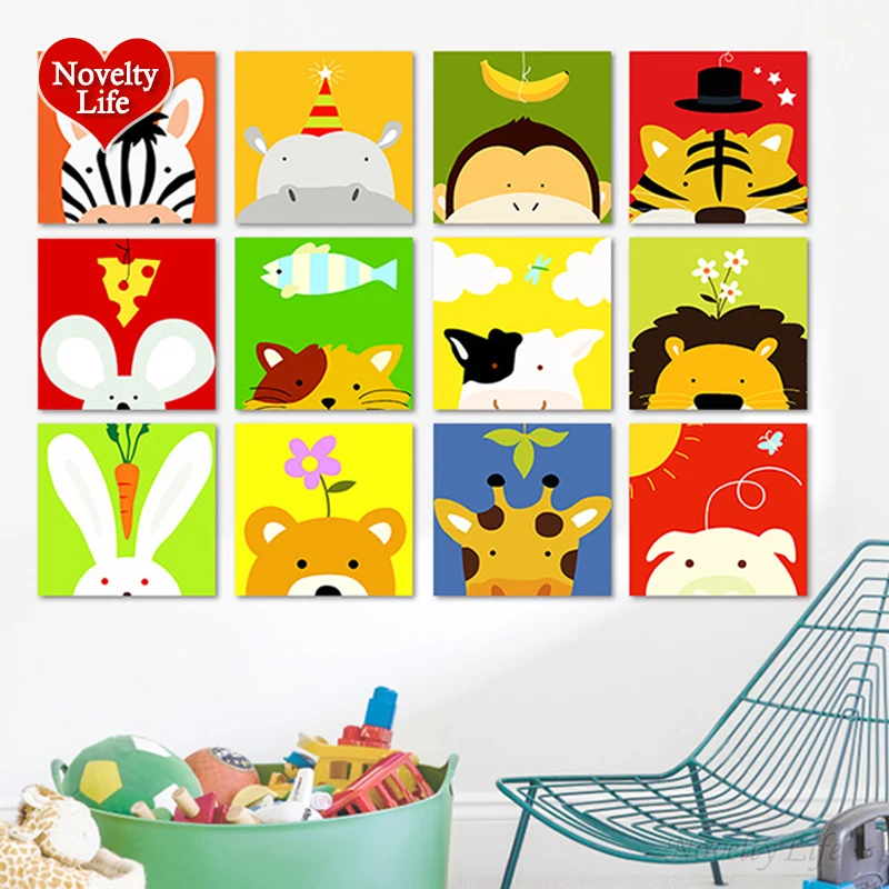 

6x DIY Painting By Numbers Animal Children Picture Canvas Inner Frame Oil Painit Kid Deer Cow Cat Tiger Pig Home Decor Wholesale