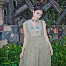 Длинный рукав светло мятный зеленый вышивка длинное средневековое платье винтажное платье