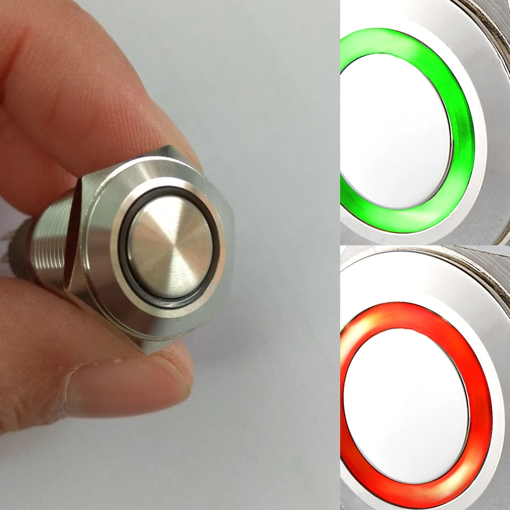 16 мм 19 мм 22 мм 25 мм двойной Цвет bi-Цвет красный/зеленое кольцо светодиодный 1NO1NC моментальная Перезагрузка антивандальный Электрический кнопка для автомобиля переключатель