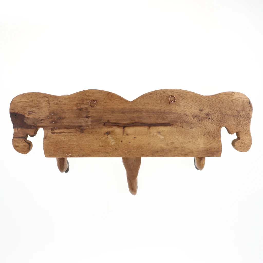 Handmade Creative Wooden Elephant Head Wall Mounted Trunk Hook Hanger Home Decoration