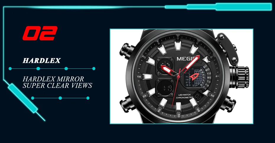 MEGIR спортивные часы с двойным дисплеем для мужчин, цифровые аналоговые кварцевые часы, мужские военные часы, Relogio Masculino Reloj Hombre