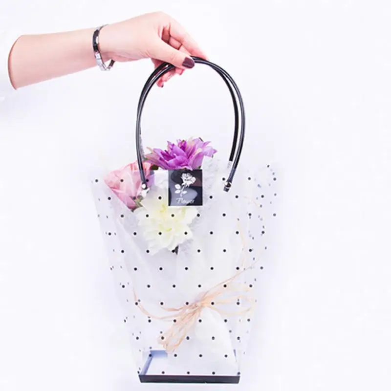 

handbag style Party Flower Packaging Gift Pack Clear Transparent Succulent Plant Plastic Bag PP