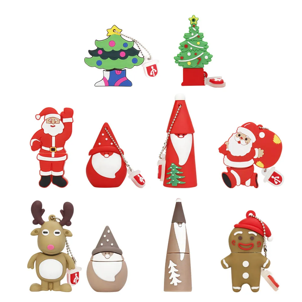 

Hot USB Flash Drive 128GB Pendrive cartoon snowman Christmas tree gifts 64GB 32GB 16GB 8GB 4GB Elk Deer Santa Claus Pen drive