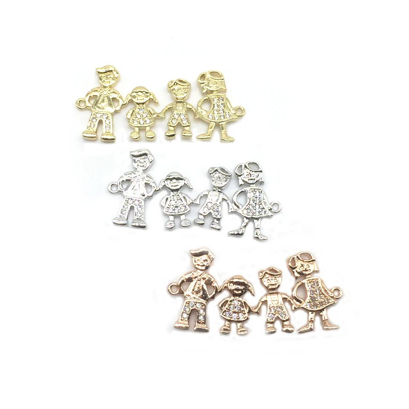 

Bijoux Hand Made Jewellery Rose Gold Color Micro Pave Zircon Parent Child Family Connector DIY Necklace Bracelet Jewelry Making